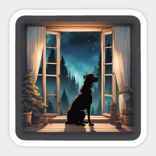 Man's best friend on a starry night Sticker